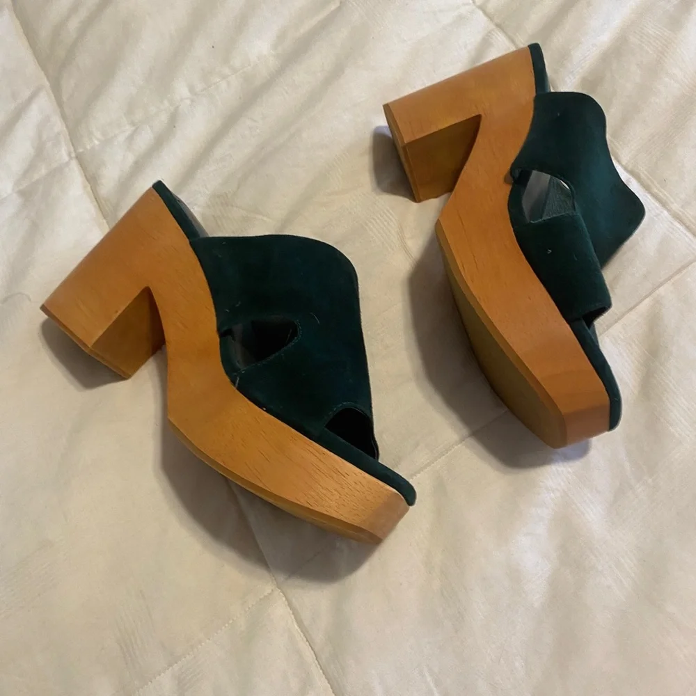 Charlotte Stone Green Suede Platform Shoes - Picture 5 of 14